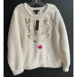 United States Sweaters Fluffy Christmas Holiday Reindeer Winter Sweater